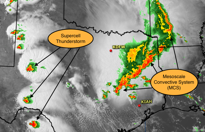 MCS storm on radar